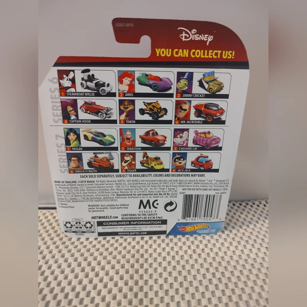 Hot Wheels Character Cars Jack-Jack Incredibles Series 7 NWT Disney Pixar